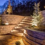 Evening step lighting effects - using outdoor spotlights