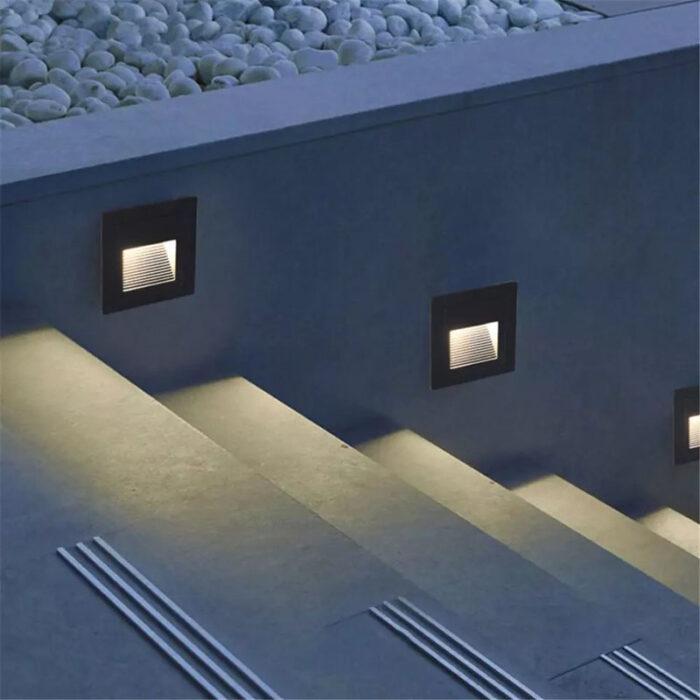 Recessed step light 3w square