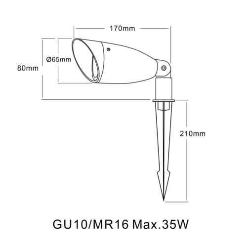 garden spike light GU10 housing landscape lighting BU68